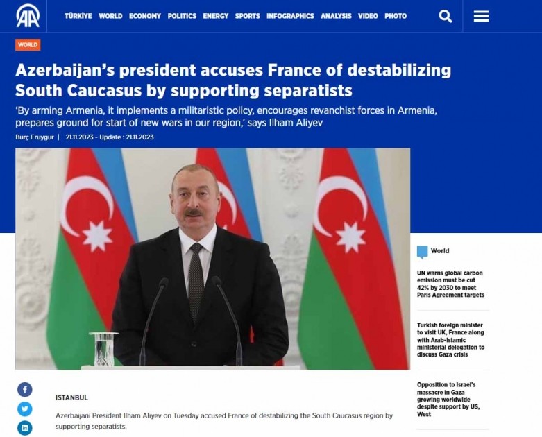 Prezidentin Fransanın neokolonializm siyasətini ifşa etdiyi fikirlər dünya mediasında