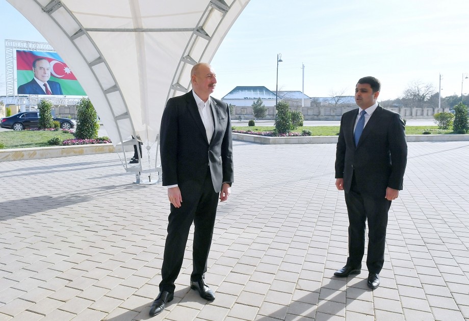 Prezident Neftçalanın içməli su təchizatı sistemlərinin istismara verilməsi mərasimində - FOTOLAR (YENİLƏNİB)