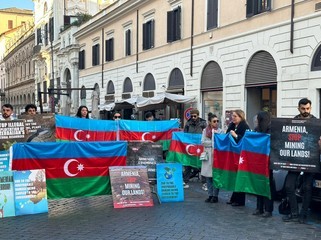 Romada Ermənistanın mina terroruna qarşı etiraz aksiyası keçirildi - FOTOLAR