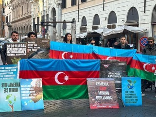 Romada Ermənistanın mina terroruna qarşı etiraz aksiyası keçirildi - FOTOLAR