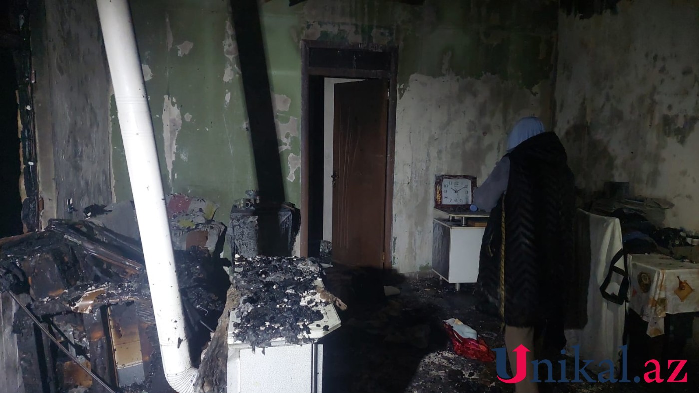 Gəncədə fərdi yaşayış evi YANDI - FOTOLAR