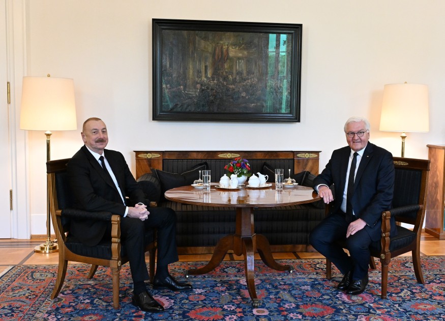 Azərbaycan və Almaniya prezidentlərinin təkbətək görüşü olub - FOTOLAR