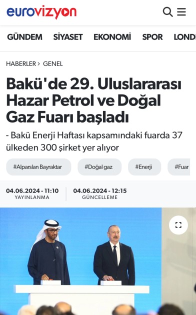 Prezidentin Bakı Enerji Həftəsinin açılış mərasimindəki çıxışı xarici MEDİADA
