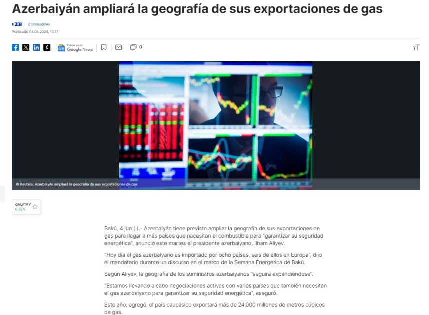 Prezidentin Bakı Enerji Həftəsinin açılış mərasimindəki çıxışı xarici MEDİADA