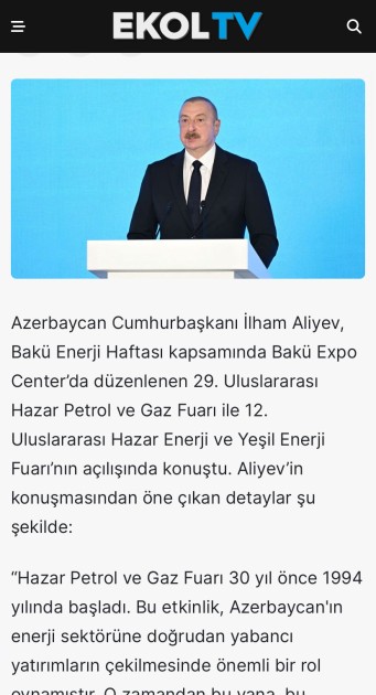Prezidentin Bakı Enerji Həftəsinin açılış mərasimindəki çıxışı xarici MEDİADA
