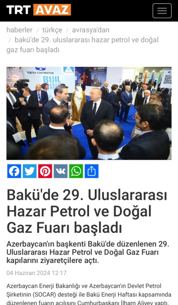 Prezidentin Bakı Enerji Həftəsinin açılış mərasimindəki çıxışı xarici MEDİADA