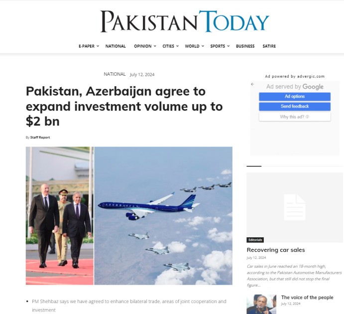 İlham Əliyevin Pakistana səfəri dünya mediasının DİQQƏTİNDƏ