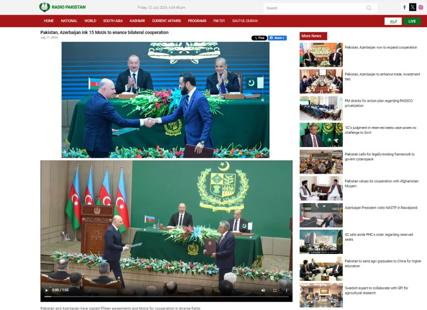 İlham Əliyevin Pakistana səfəri dünya mediasının DİQQƏTİNDƏ