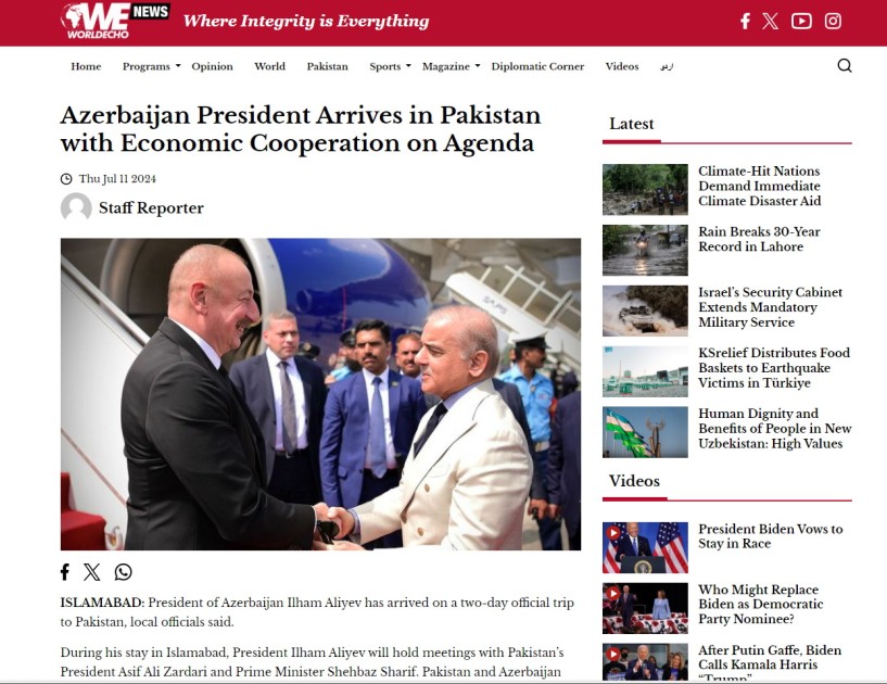 İlham Əliyevin Pakistana səfəri dünya mediasının DİQQƏTİNDƏ