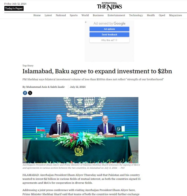 İlham Əliyevin Pakistana səfəri dünya mediasının DİQQƏTİNDƏ