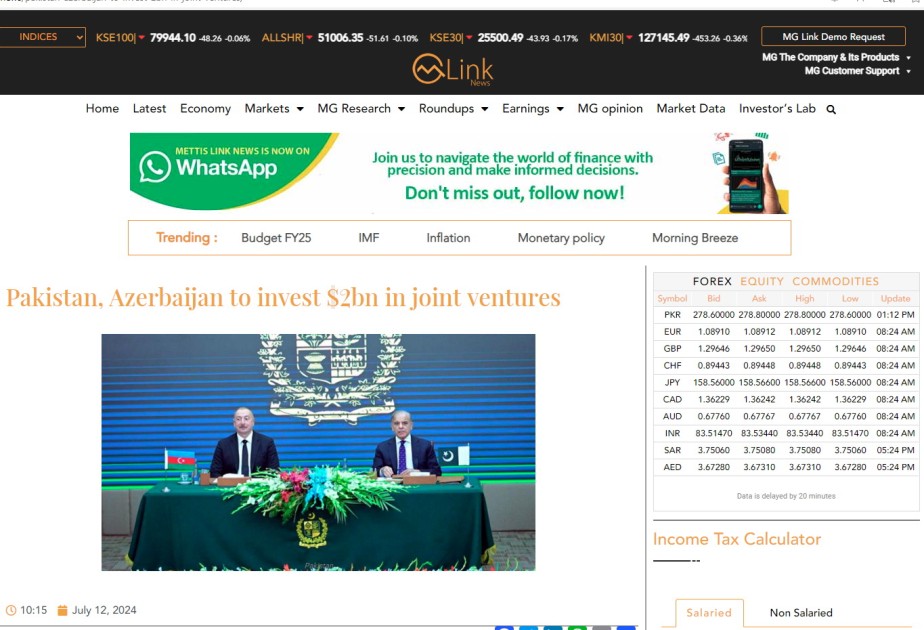 İlham Əliyevin Pakistana səfəri dünya mediasının DİQQƏTİNDƏ