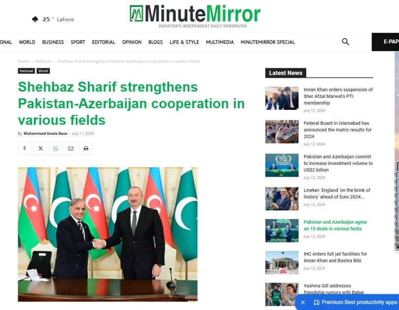 İlham Əliyevin Pakistana səfəri dünya mediasının DİQQƏTİNDƏ