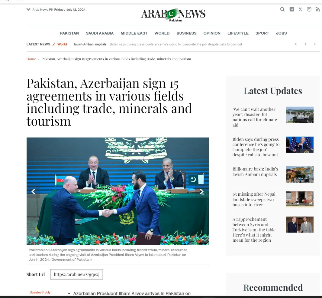 İlham Əliyevin Pakistana səfəri dünya mediasının DİQQƏTİNDƏ