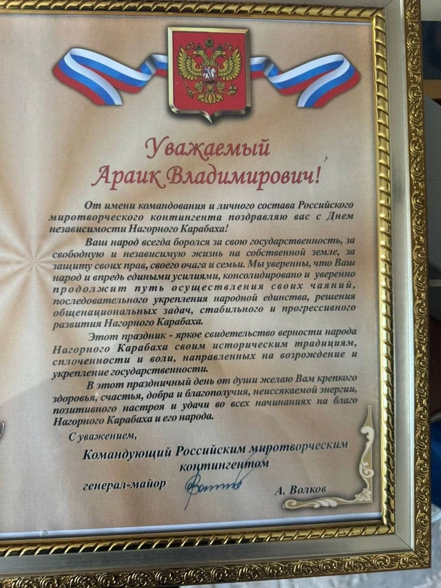 Rusiyasayağı sülhməramlılıq: General Volkov Arayik Arutyunyana nə yazıb?