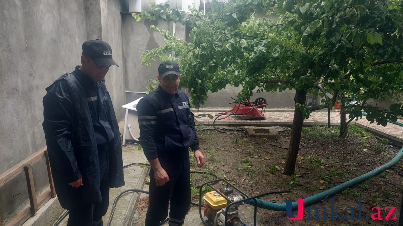 Gəncdə sel suları evlərə doldu - FOTOLAR