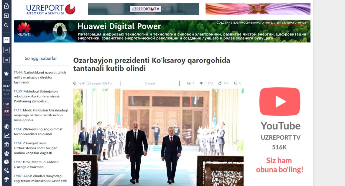 Özbəkistan mediası Prezidentin səfərindən yazdı - FOTOLAR