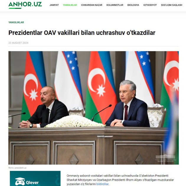 Özbəkistan mediası Prezidentin səfərindən yazdı - FOTOLAR