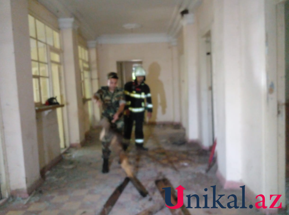 Mingəçevirdə istifadəsiz binada yanğın - FOTOLAR