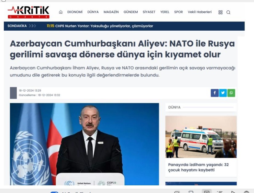 Prezidentin müsahibəsi dünya mediasının diqqətində - FOTOLAR