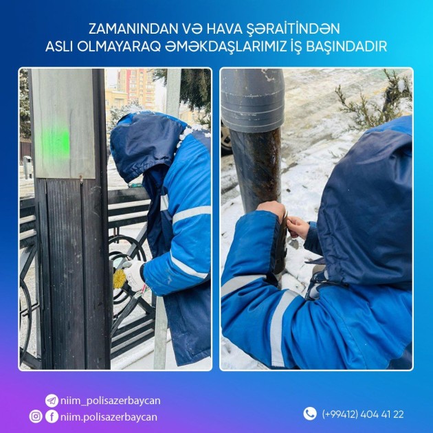 Bakıda 5 svetofor dirəyinə zərər dəyib - FOTOLAR