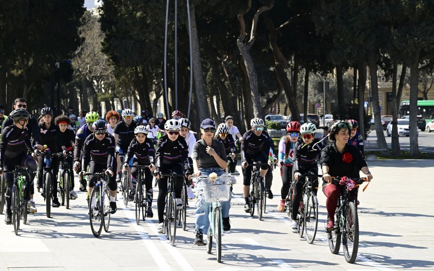 Leyla Əliyeva Bakıda veloyürüşə qatıldı - FOTO
