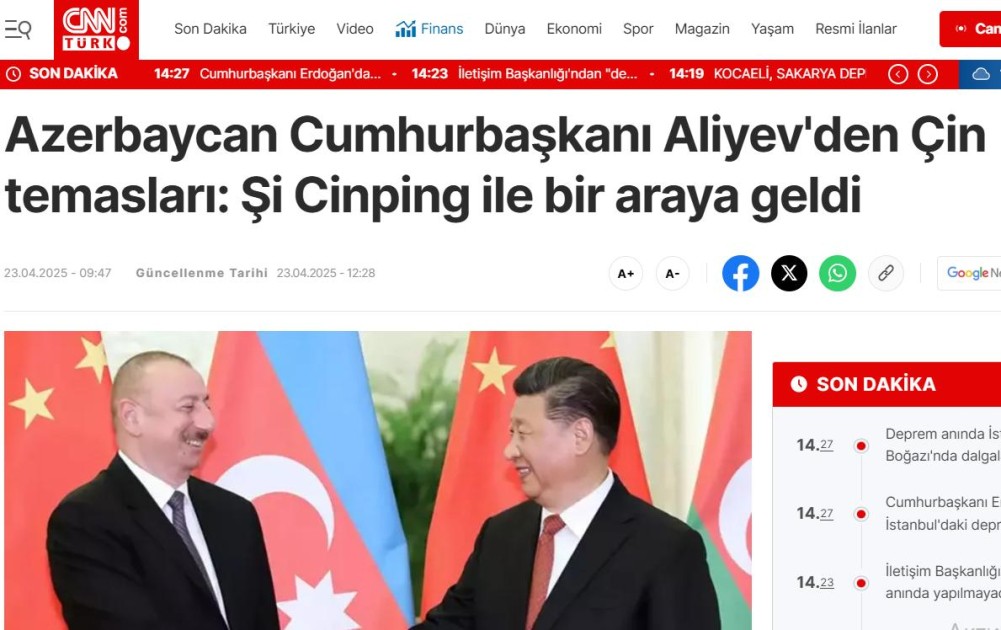 Prezidentin Çinə dövlət səfəri dünya mediasının diqqət mərkəzində - FOTOLAR