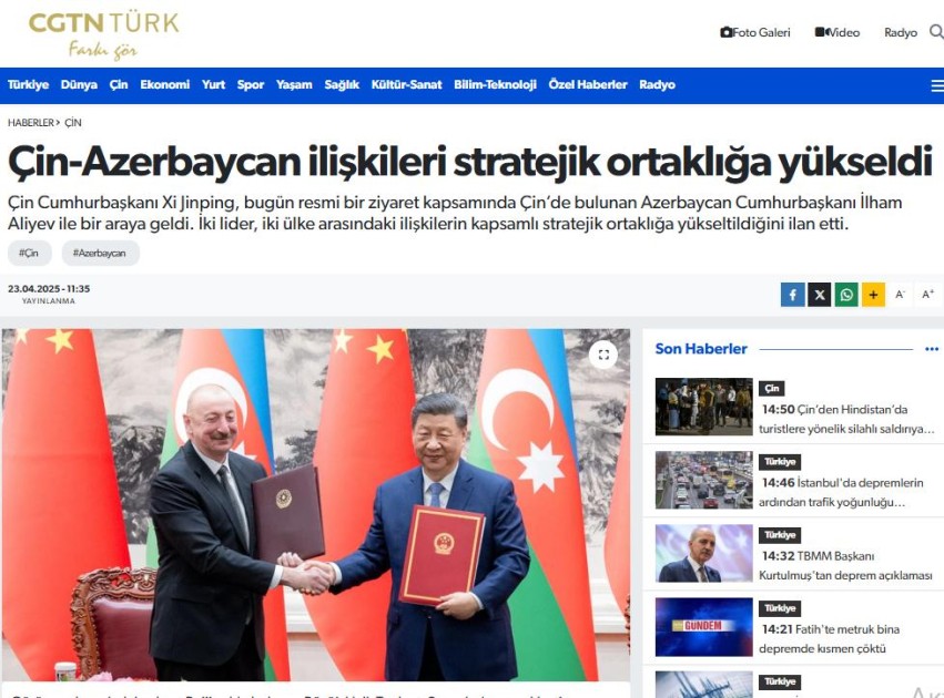 Prezidentin Çinə dövlət səfəri dünya mediasının diqqət mərkəzində - FOTOLAR