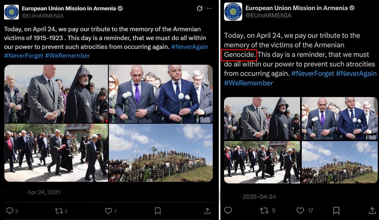 Aİ paylaşdığı yazıdan "soyqırımı" sözünü sildi - FOTO
