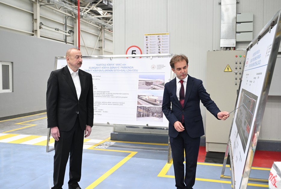 Prezident Sumqayıt Kimya Sənaye Parkında bir sıra müəssisələrin açılışını etdi - FOTOLAR