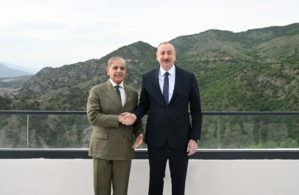 Prezidentin Şahbaz Şəriflə geniş tərkibdə görüşü oldu - FOTOLAR