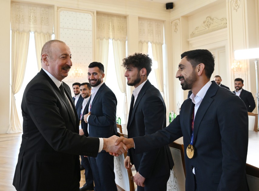Prezident milli komandanın üzvlərini qəbul etdi - FOTOLAR (YENİLƏNİB)