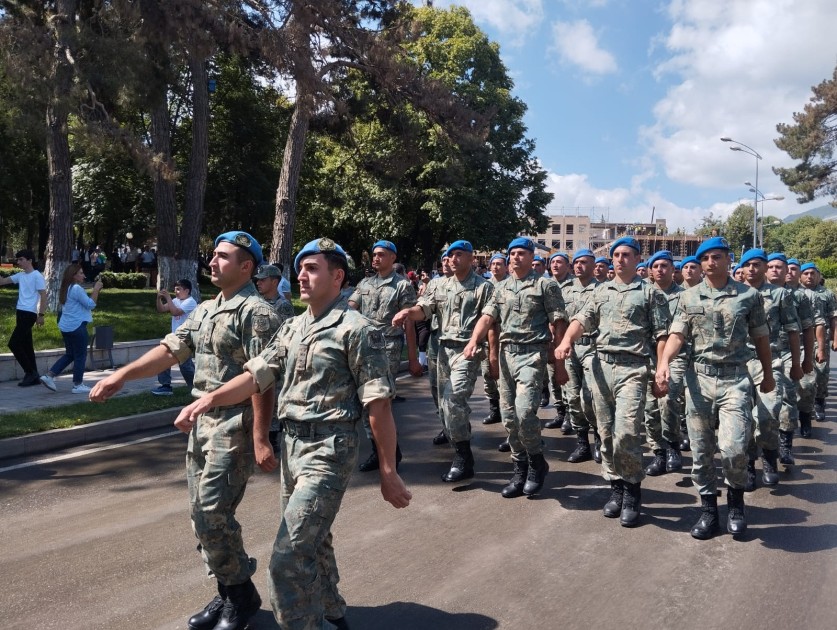 Xankəndidə hərbçilərin yürüşü təşkil olundu - FOTOLAR