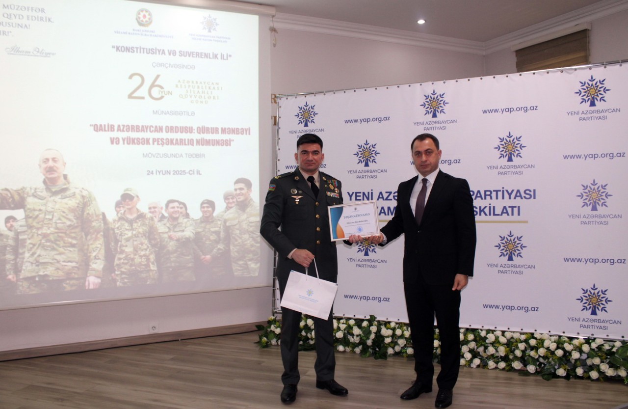 YAP Nizami rayon təşkilatı Silahlı Qüvvələri Gününü qeyd etdi - FOTOLAR