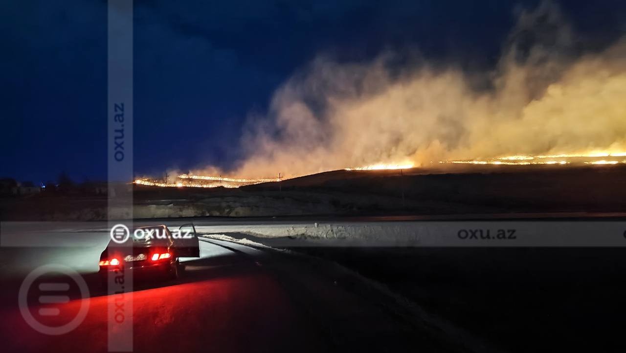 Masazırdakı yanğın söndürüldü - FOTOLAR  (YENİLƏNİB)