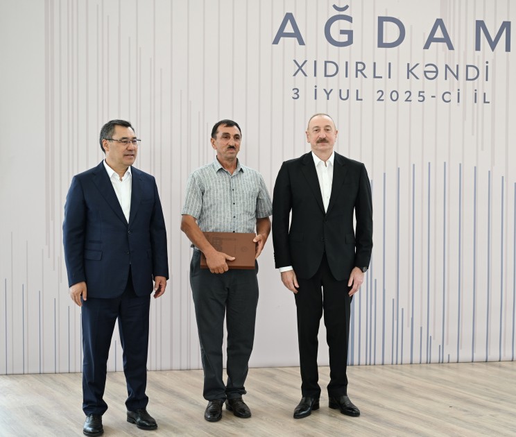 Prezidentlər Ağdamın Xıdırlı kəndinin 1-ci mərhələsinin açılışında - FOTOLAR