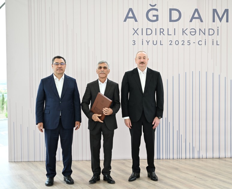 Prezidentlər Ağdamın Xıdırlı kəndinin 1-ci mərhələsinin açılışında - FOTOLAR
