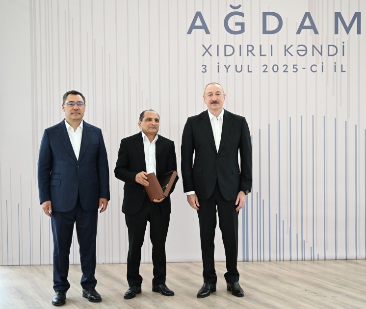 Prezidentlər Ağdamın Xıdırlı kəndinin 1-ci mərhələsinin açılışında - FOTOLAR