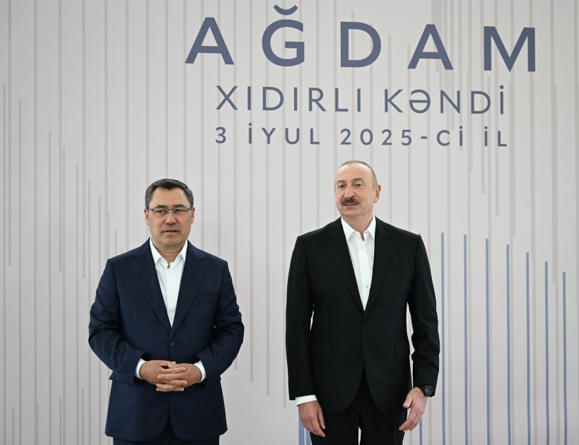Prezidentlər Ağdamın Xıdırlı kəndinin 1-ci mərhələsinin açılışında - FOTOLAR