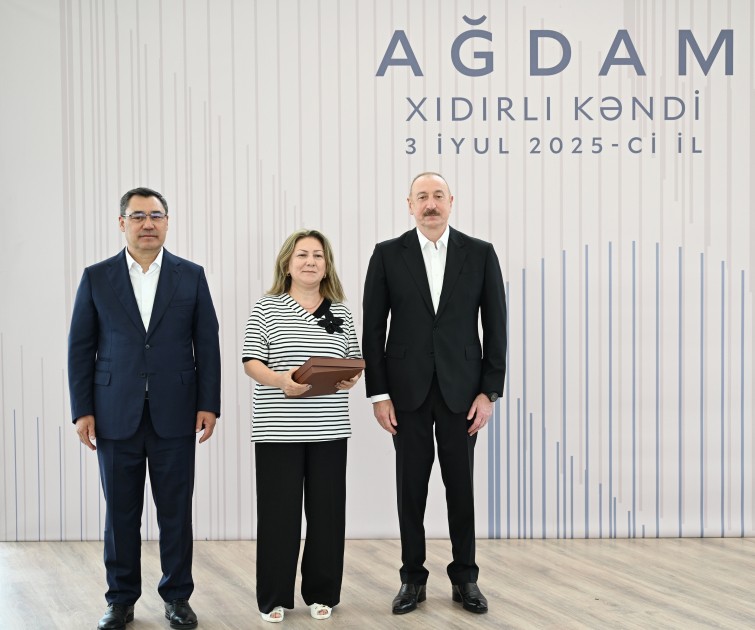 Prezidentlər Ağdamın Xıdırlı kəndinin 1-ci mərhələsinin açılışında - FOTOLAR
