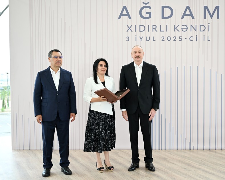 Prezidentlər Ağdamın Xıdırlı kəndinin 1-ci mərhələsinin açılışında - FOTOLAR