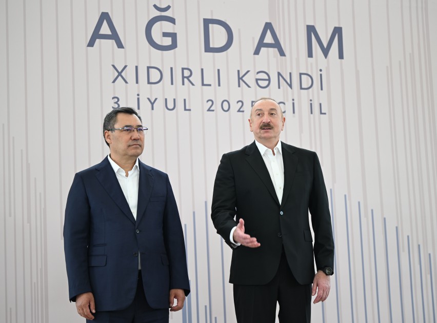 Prezidentlər Ağdamın Xıdırlı kəndinin 1-ci mərhələsinin açılışında - FOTOLAR