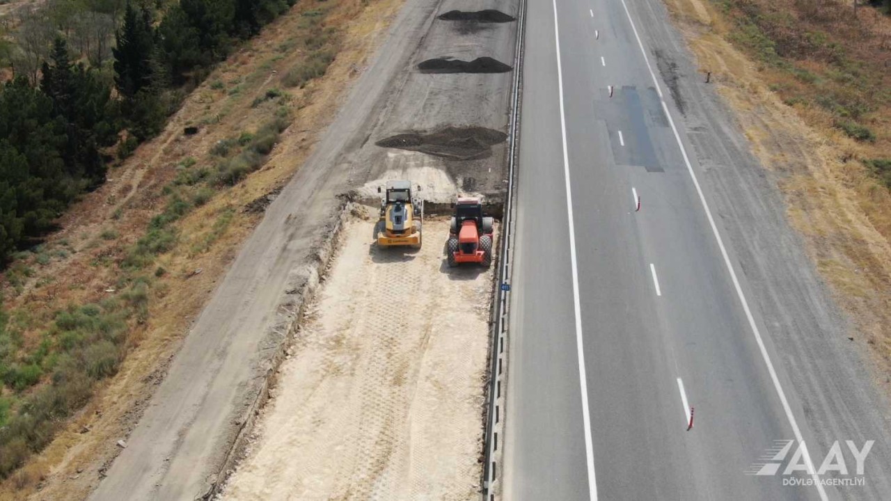 Bakı-Qazax avtomobil yolunda təmir işləri aparılır - FOTOLAR