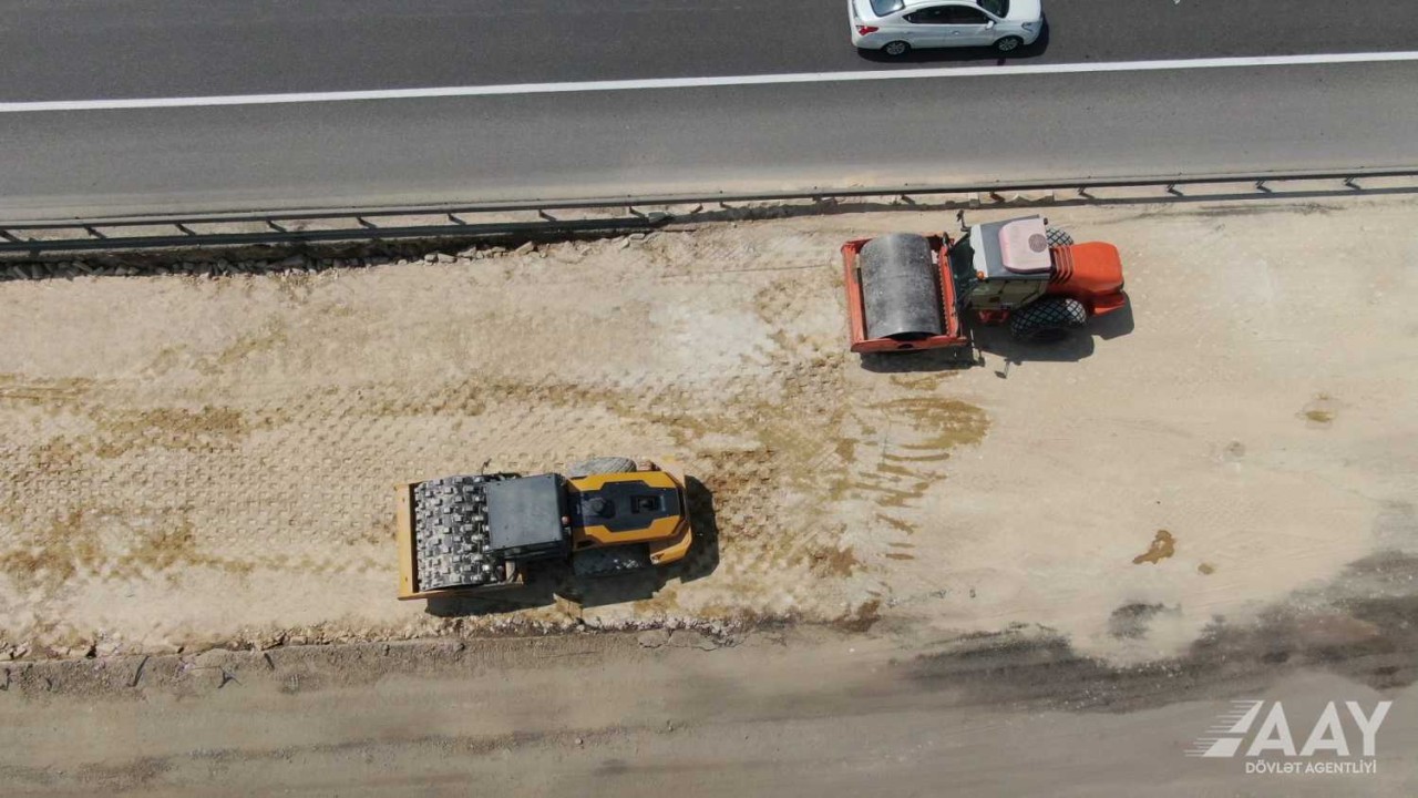 Bakı-Qazax avtomobil yolunda təmir işləri aparılır - FOTOLAR