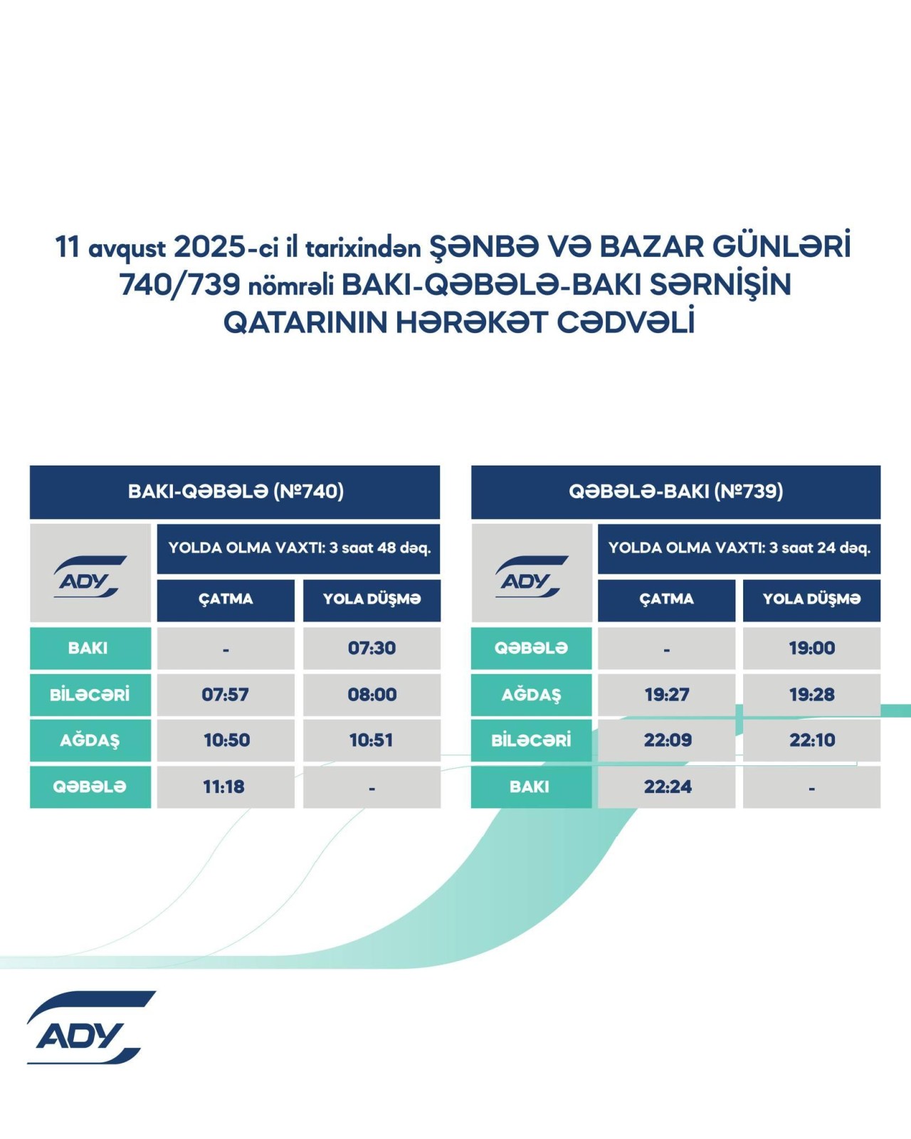 Rayonlararası marşrutlar üzrə qatarların qrafikində dəyişikliklər edildi