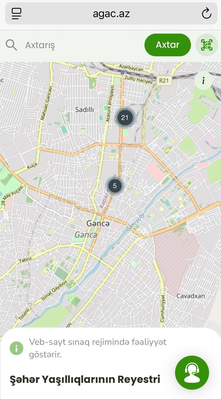 Gəncədə qurumuş ağacların elektron nişanlanmasına start verildi - FOTOLAR