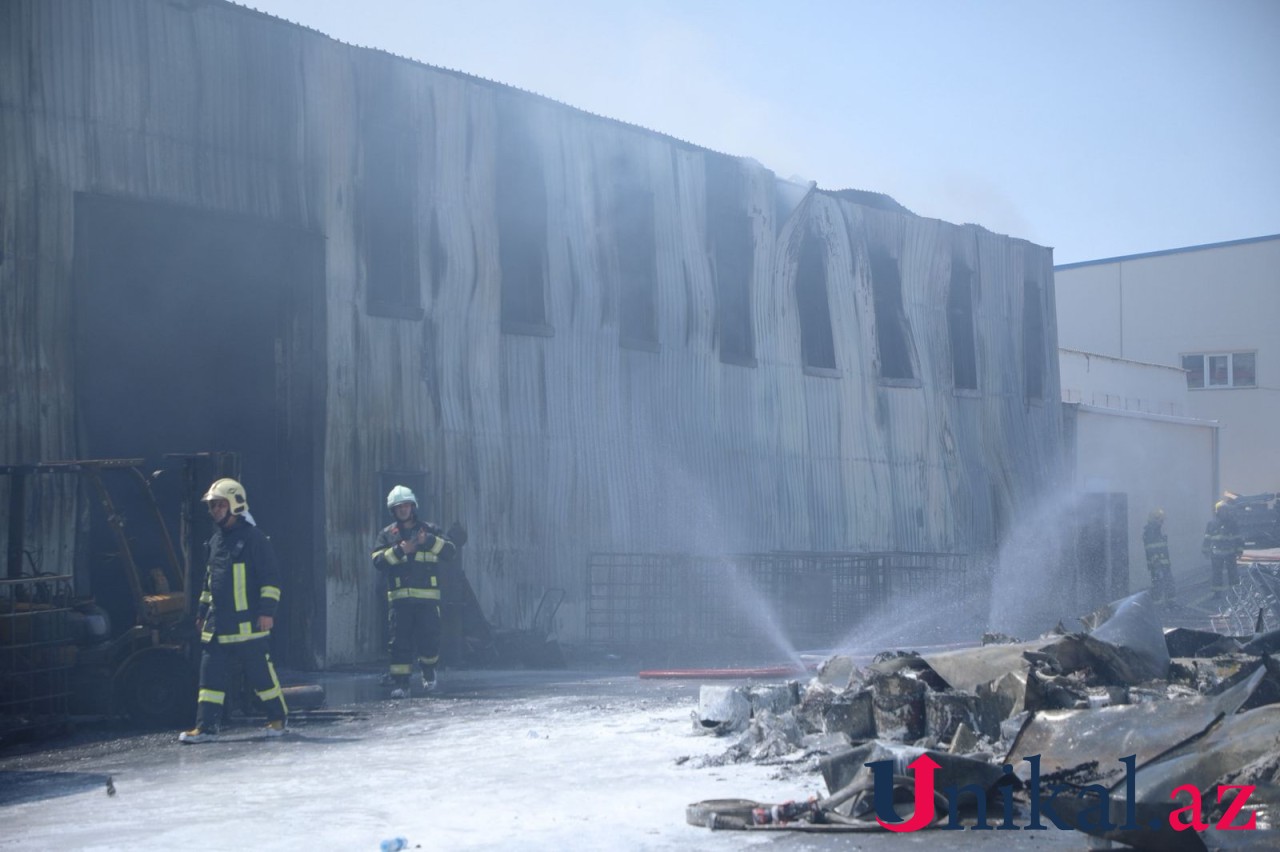 Boya zavodundakı yanğın yerindən son görüntü - VİDEO+FOTOLAR