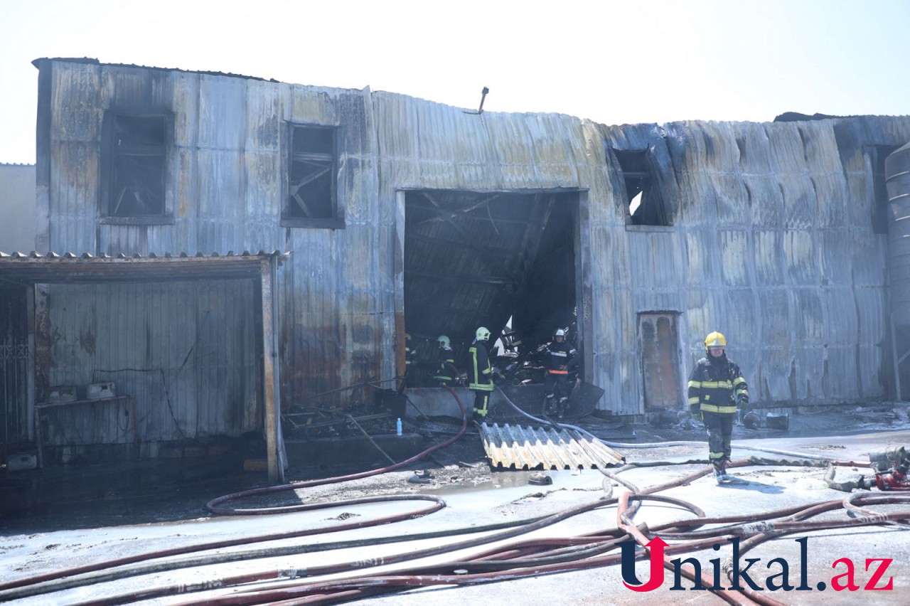 Boya zavodundakı yanğın yerindən son görüntü - VİDEO+FOTOLAR