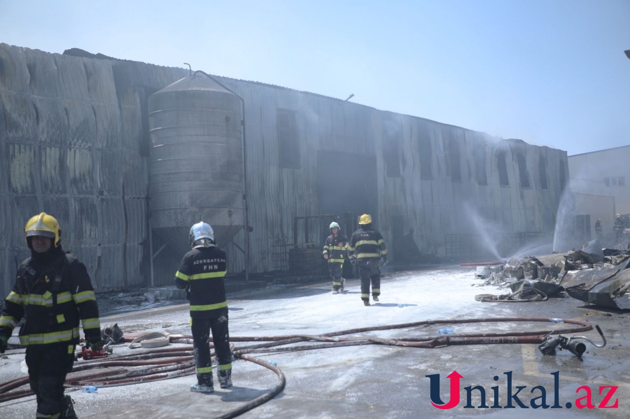 Boya zavodundakı yanğın yerindən son görüntü - VİDEO+FOTOLAR