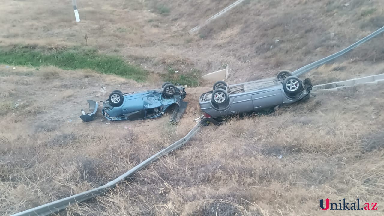 Tovuzda iki avtomobil körpüdən aşıb, xəsarət alanlar var (FOTOLAR)