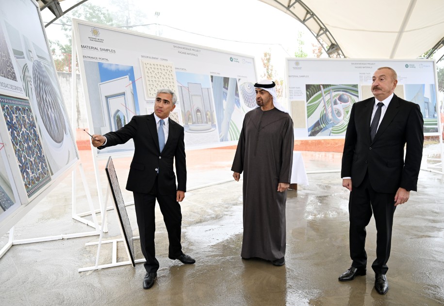 Yeni Şuşa məscidində tikinti işlərinin gedişi ilə tanış oldular - FOTOLAR